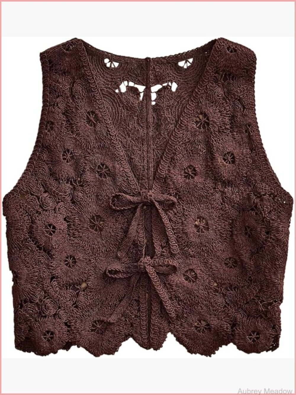 Women's Tie Front Deep V Neck Sweater Vest Sleeveless Crop Knit Cardigan